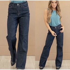 Judy Blue Dark Wash Wide Leg Front Seam Women's 5/27